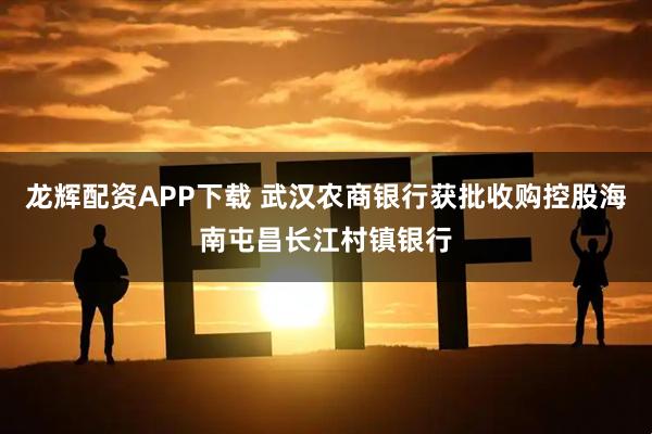 龙辉配资APP下载 武汉农商银行获批收购控股海南屯昌长江村镇银行